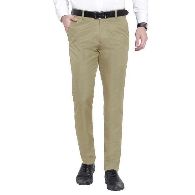 Beige slim-fit cotton – Best formal pants for men in Kottakkal