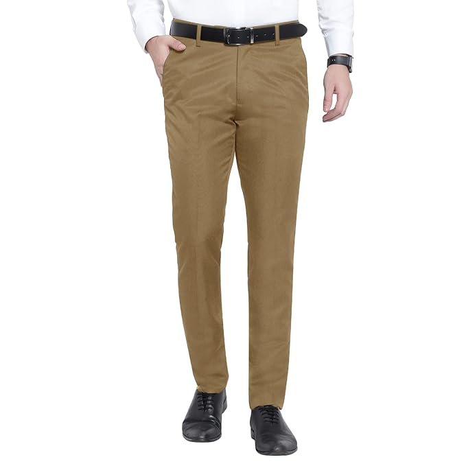 Camel brown tailored fit trousers