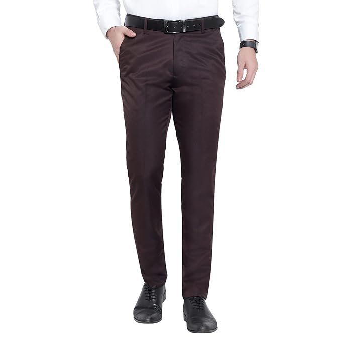 Dark brown stretch-fit business pants