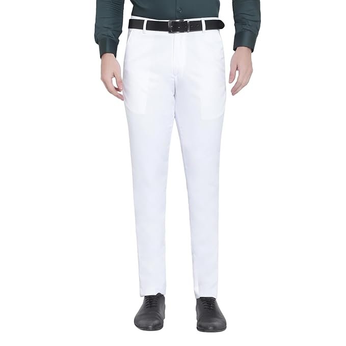 Crisp white tailored trousers for men in Kottakkal