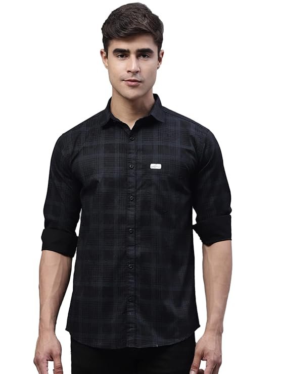Black premium check shirt for men in Kottakkal