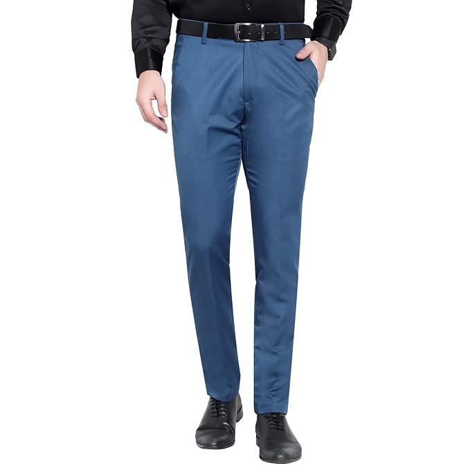 Vibrant sky blue trousers for men’s smart casual looks in Kottakkal
