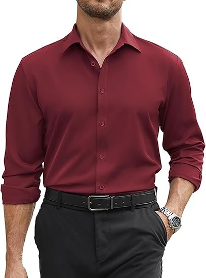 Maroon is bold and classy among the Best Formal Shirts in Kottakkal